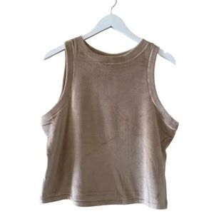 Skims Velour Crew Neck Tank Sienna Brown Crop  Boxy Sleeveless SZ  XL #1471
